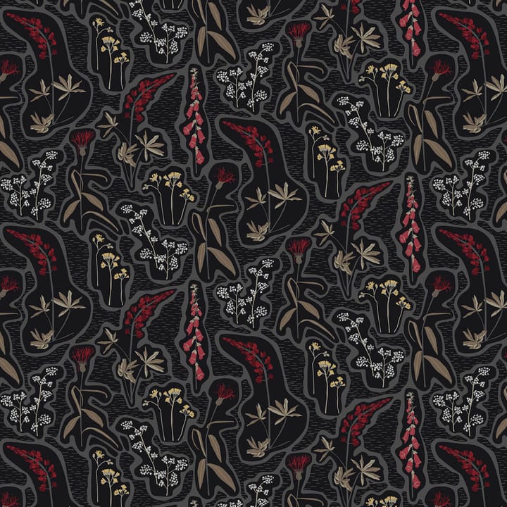 Florens stoff - Svart-rød - Arvidssons Textil