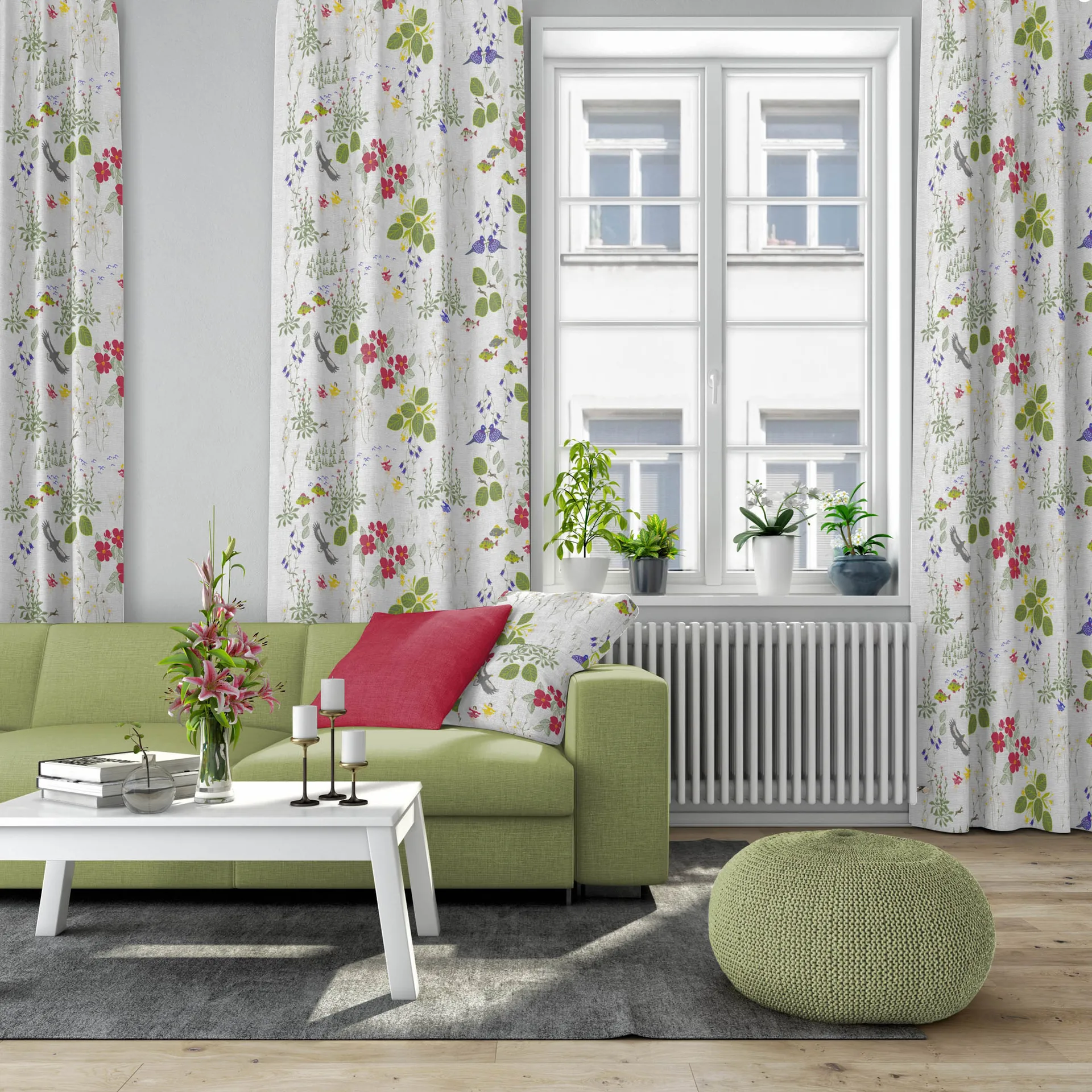 Himlajorden stoff, hvit Arvidssons Textil