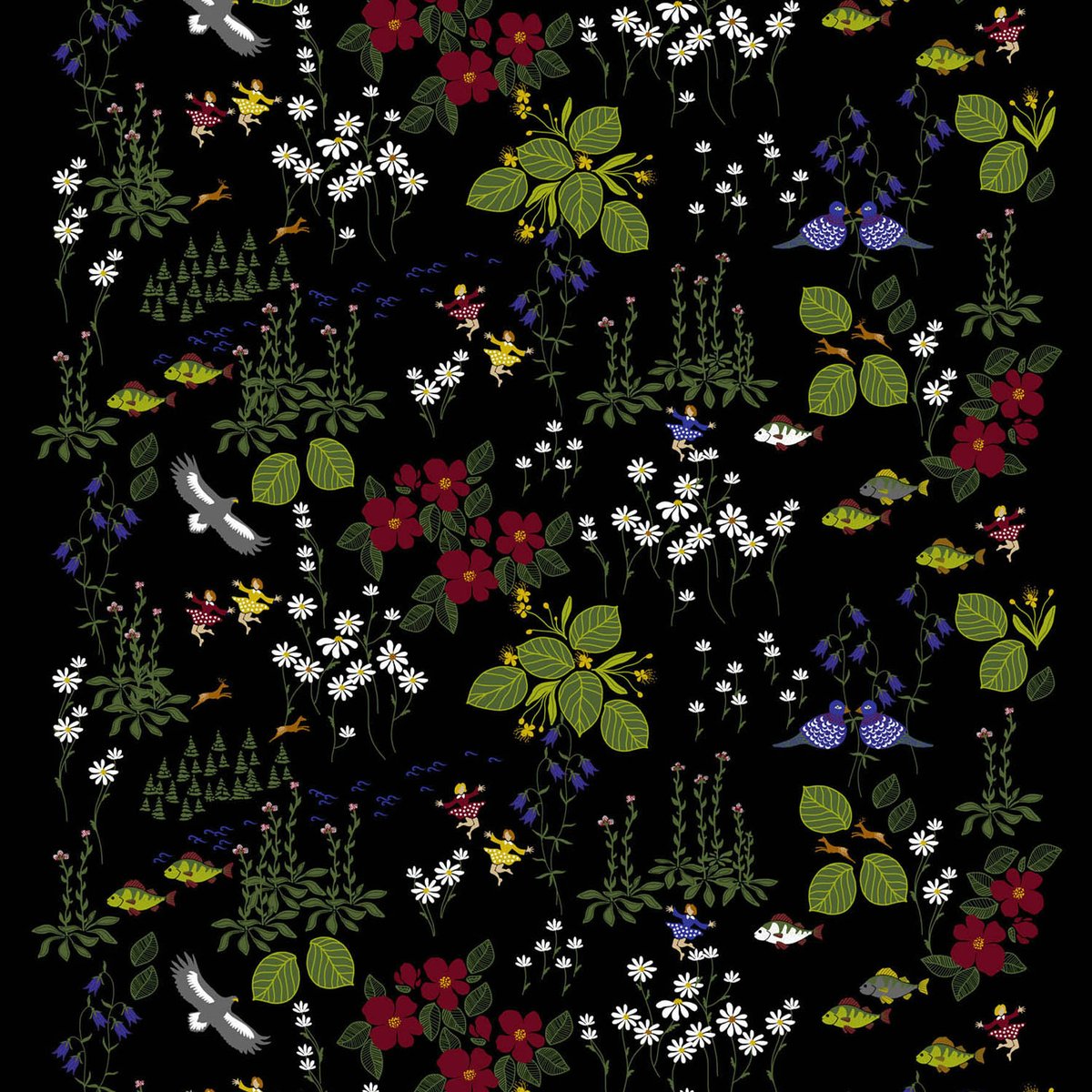 Arvidssons Textil Himlajorden stoff sort | Skandinavisk Design | Stoff & Metervare | Blå