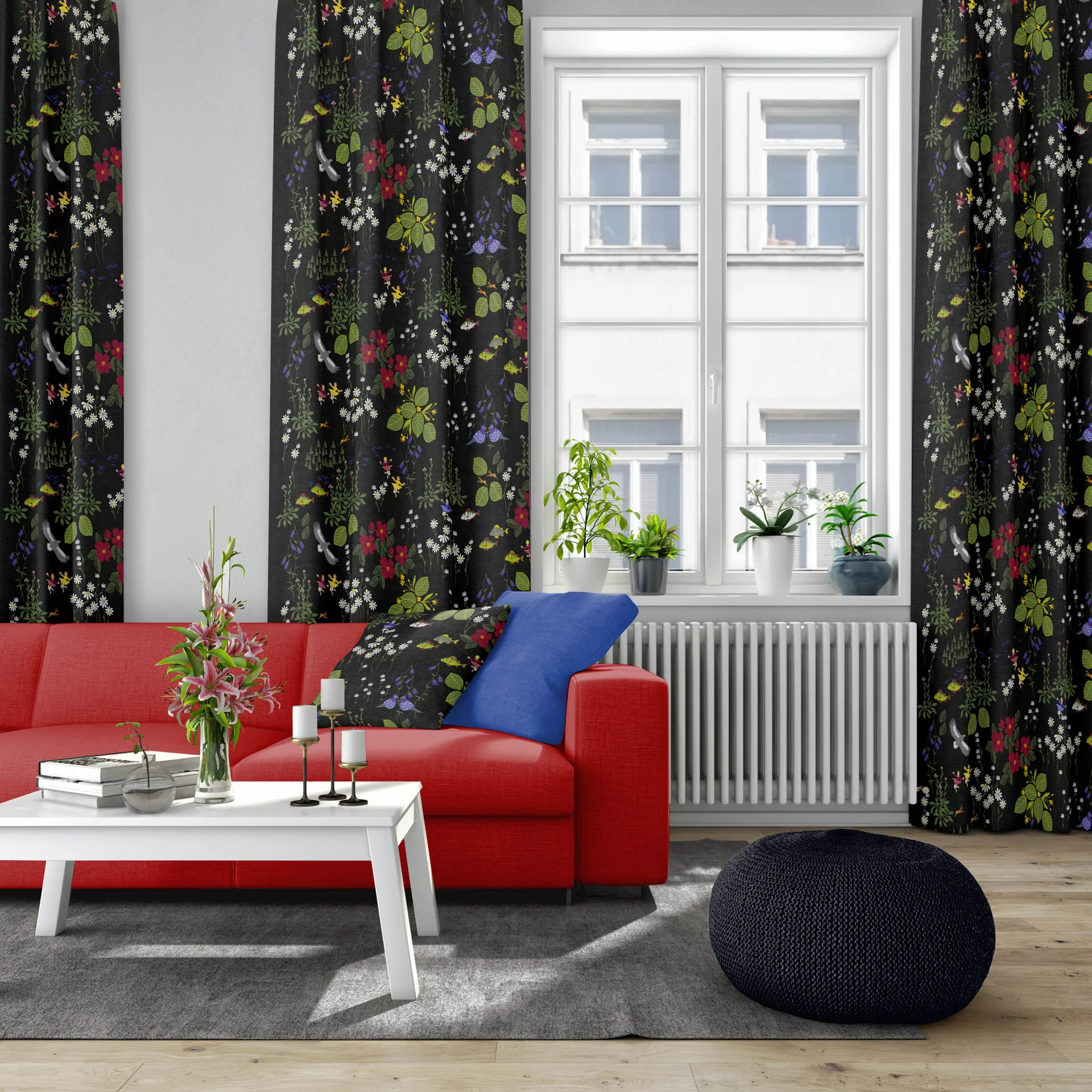 Himlajorden stoff, sort Arvidssons Textil