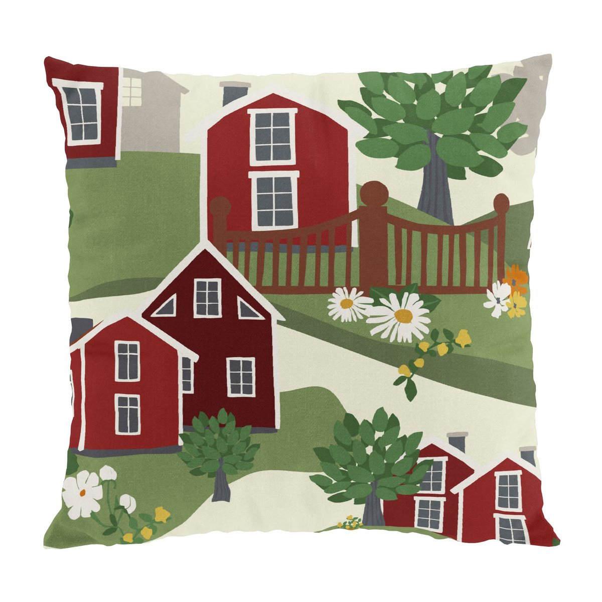 Bilde av Arvidssons Textil Katthult putetrekk 47 x 47 cm Grønn-rød