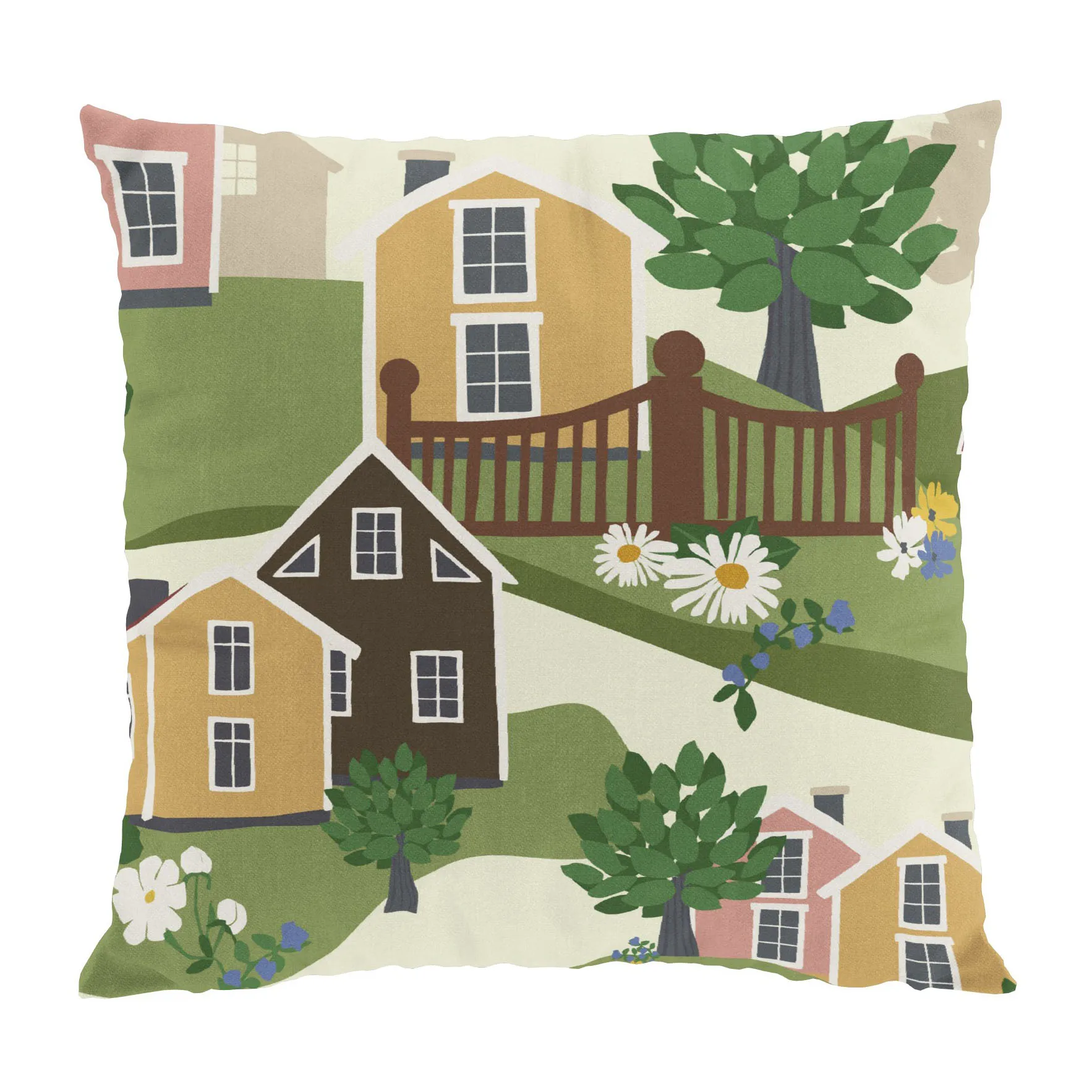 Katthult putetrekk 47 x 47 cm, Grønn-rosa Arvidssons Textil
