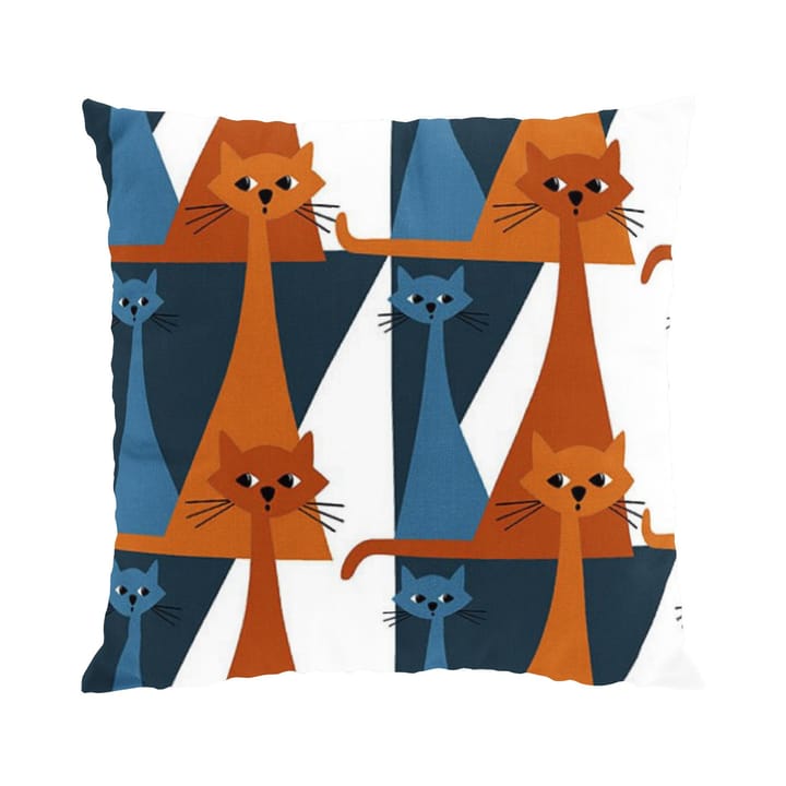 Kitty putetrekk 47x47 cm - Blå-oransje - Arvidssons Textil