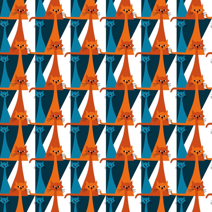 Kitty stoff - Blå-oransje - Arvidssons Textil