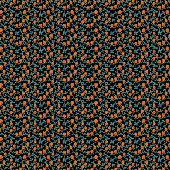 Klöveräng stoff - Orange-svart - Arvidssons Textil