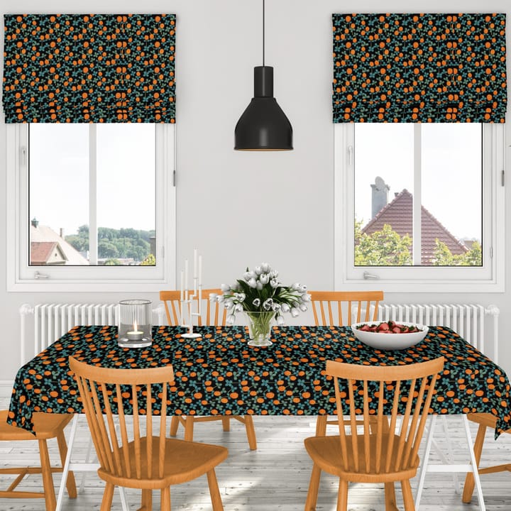 Klöveräng stoff - Orange-svart - Arvidssons Textil