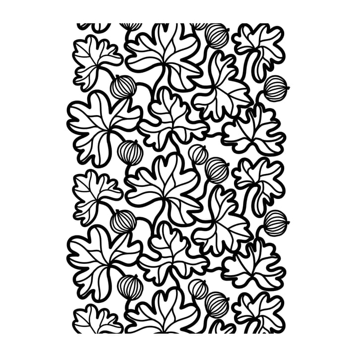 Krusbär stoff - Svart-hvit - Arvidssons Textil