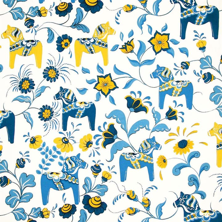 Leksand stoff - blå-gul - Arvidssons Textil