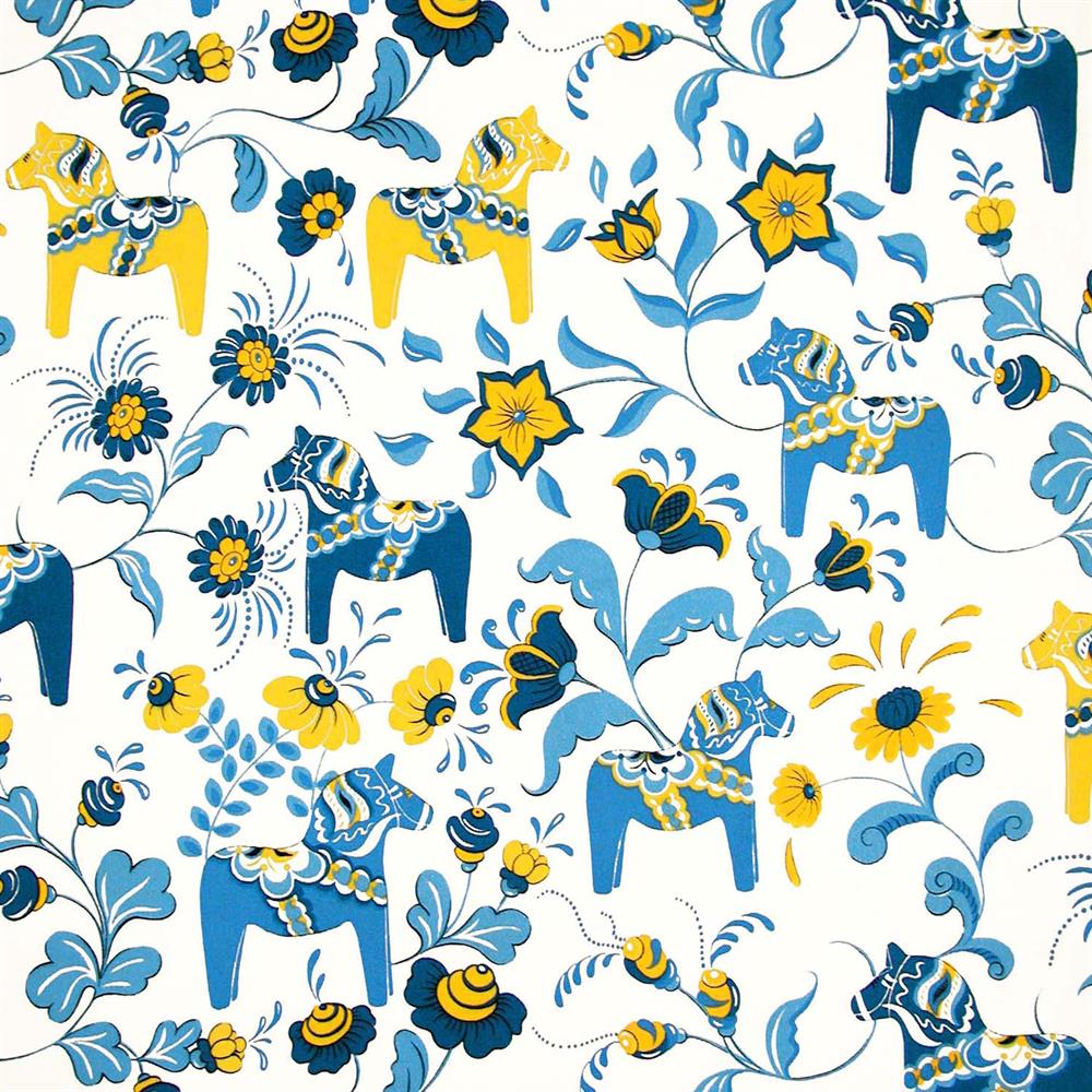 Bilde av Arvidssons Textil Leksand stoff blå-gul