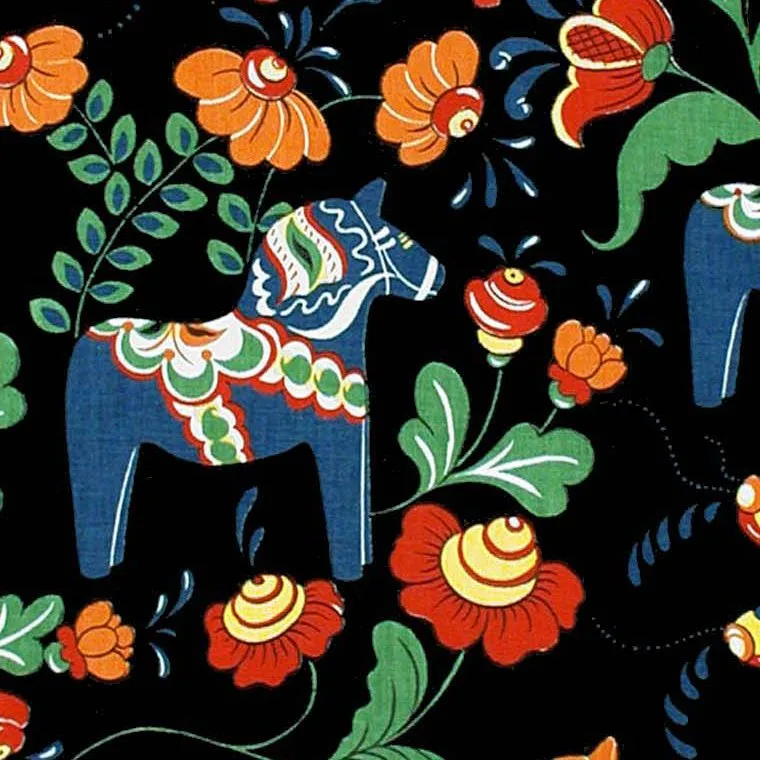 Leksand stoff, sort Arvidssons Textil