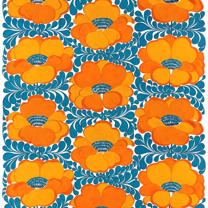 Love stoff - Blå-oransje - Arvidssons Textil