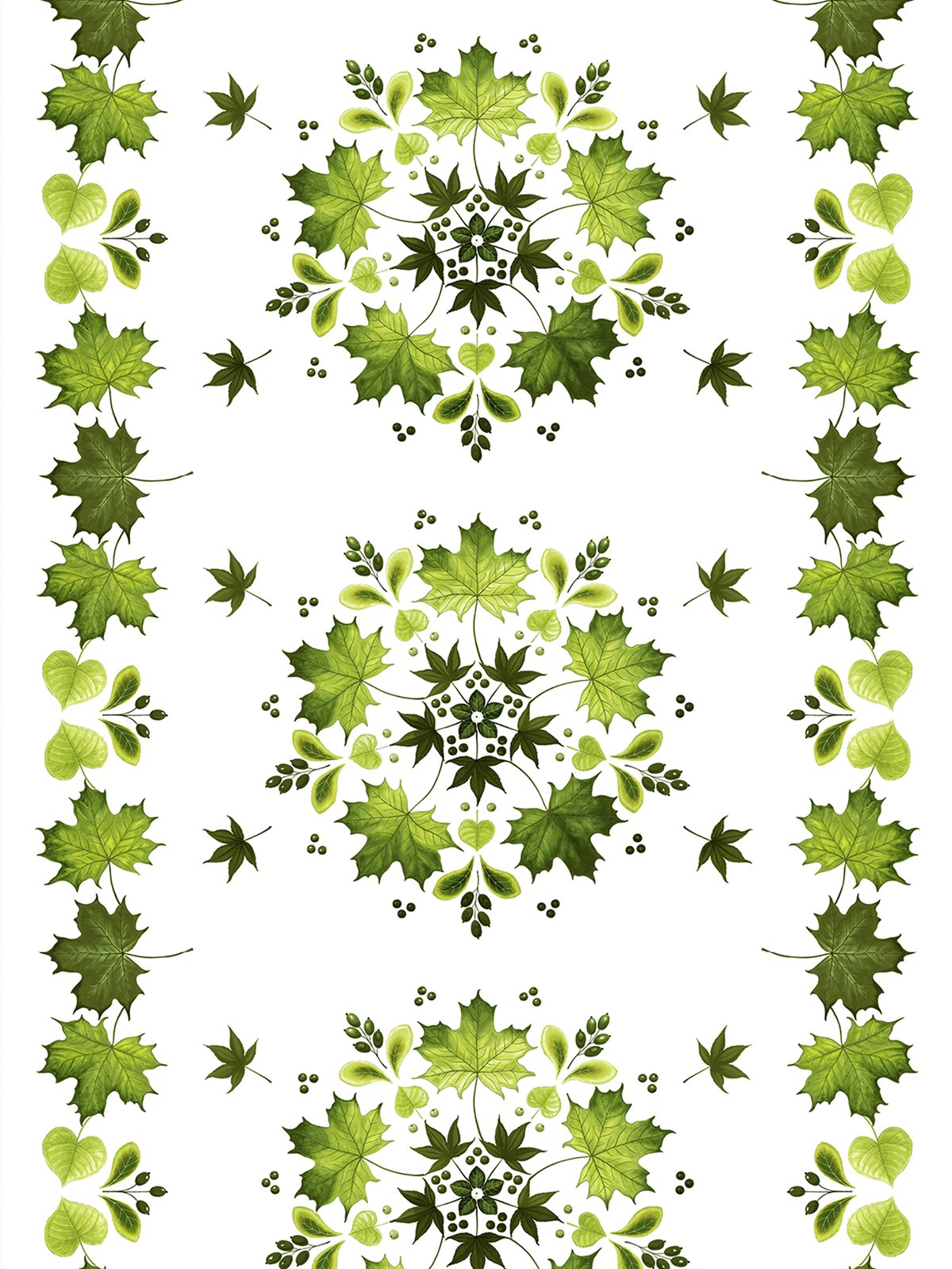 Bilde av Arvidssons Textil Lövkrans stoff Grønn