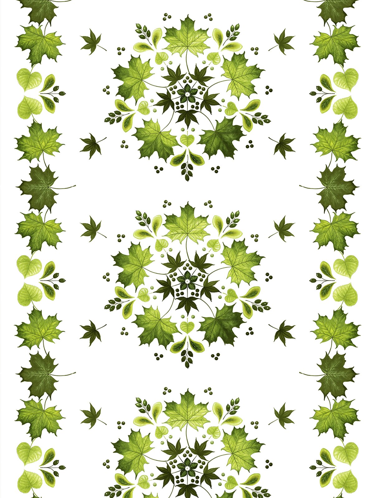 Arvidssons Textil Lövkrans stoff Grnn | Skandinavisk Design | Stoff & Metervare | Grønn