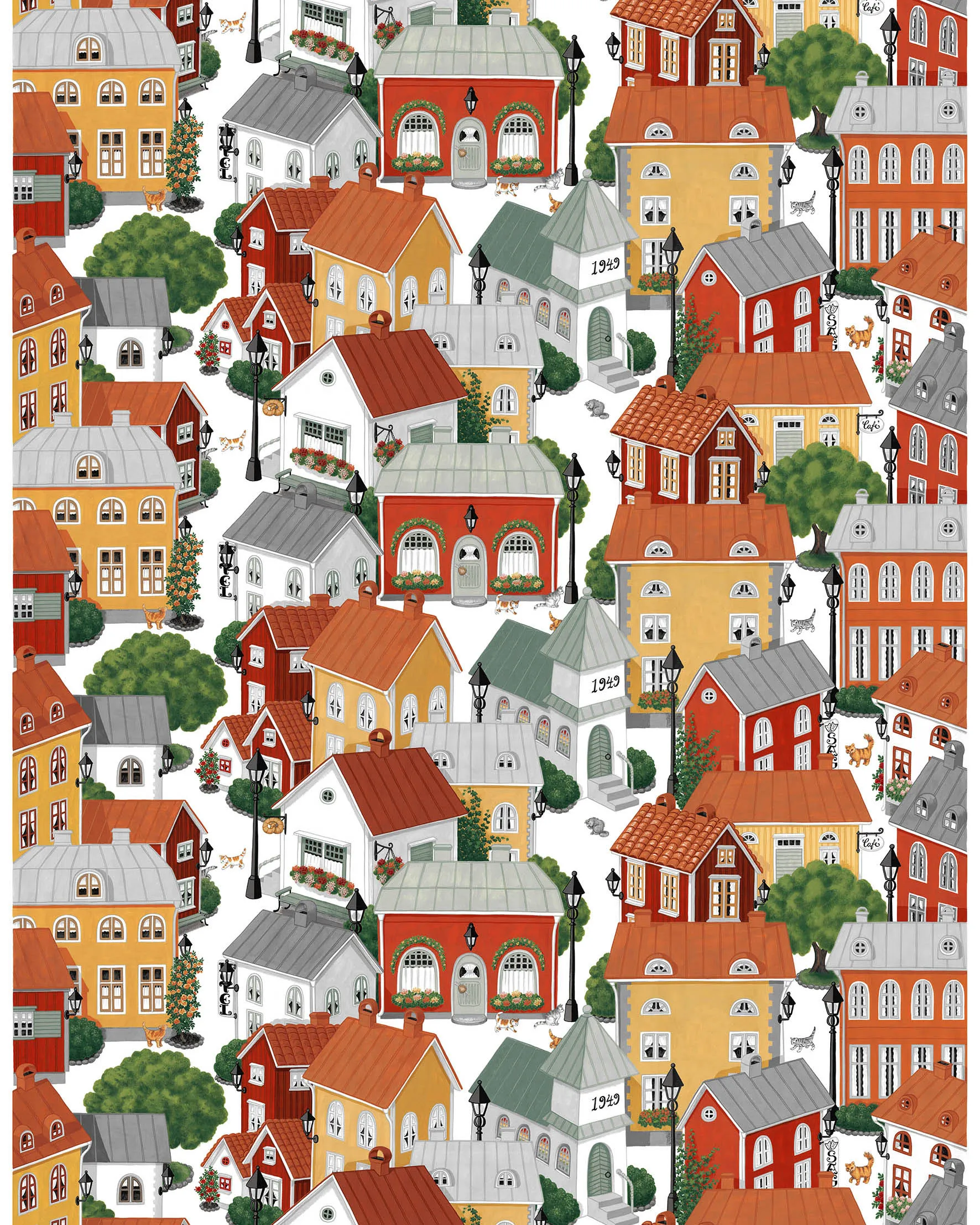 Lyckeby blomster tekstil, Rød-oransje Arvidssons Textil