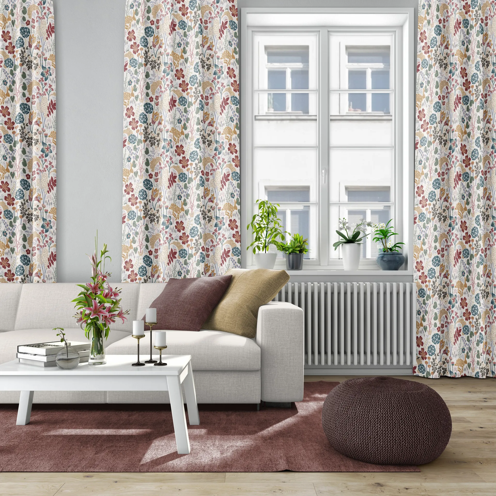 Lyckeflykt stoff, Rust-brun Arvidssons Textil