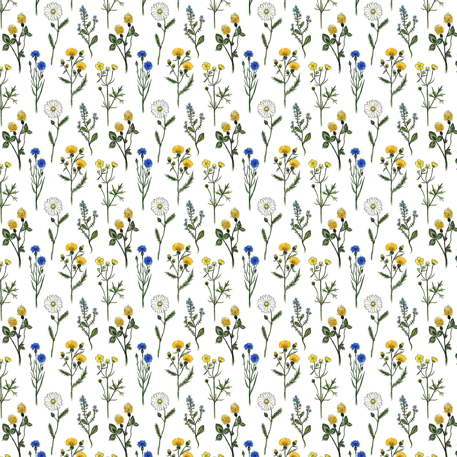 Midsommar stoff, Gul-blå Arvidssons Textil