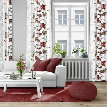 Mikkel tekstil - Offwhite-grå-rød - Arvidssons Textil