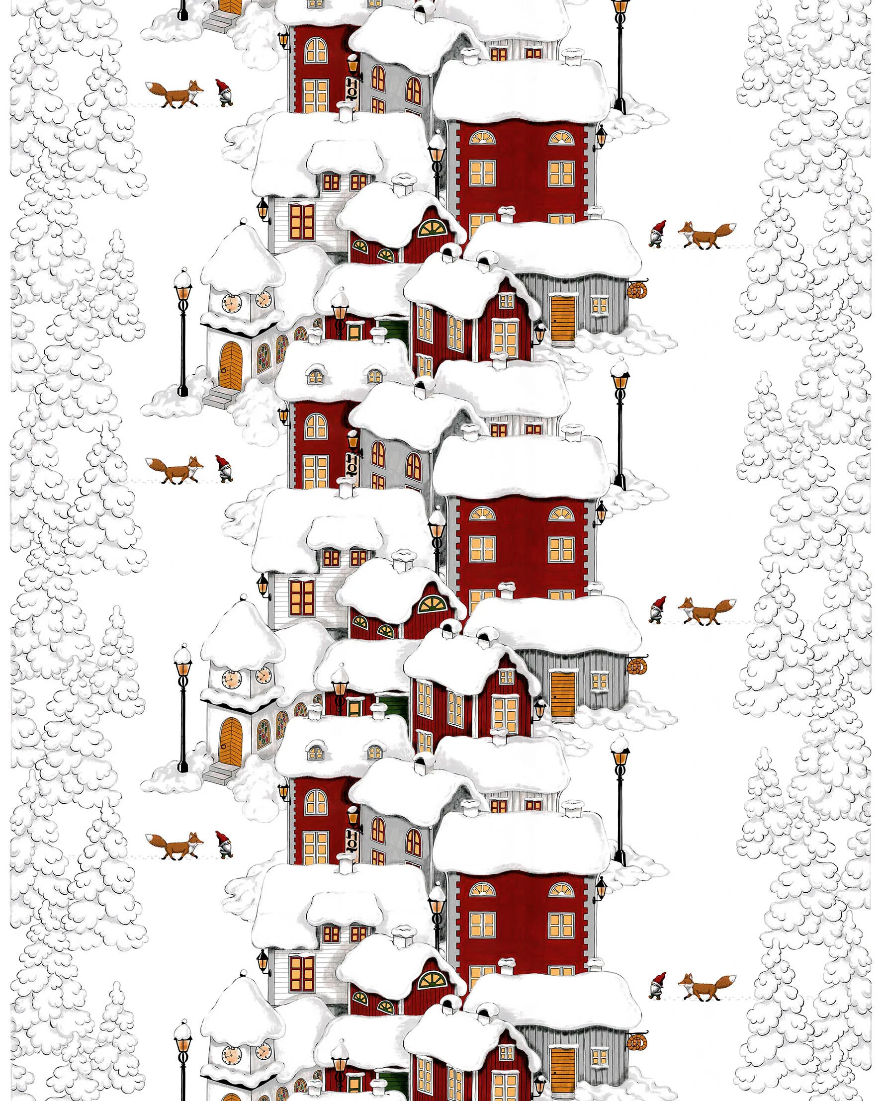 Mikkel voksduk, Offwhite-grå-rød Arvidssons Textil