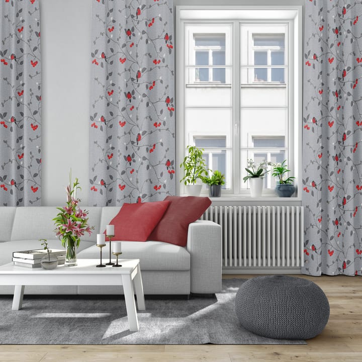 Paradisäpplen stoff, Grå-rød Arvidssons Textil