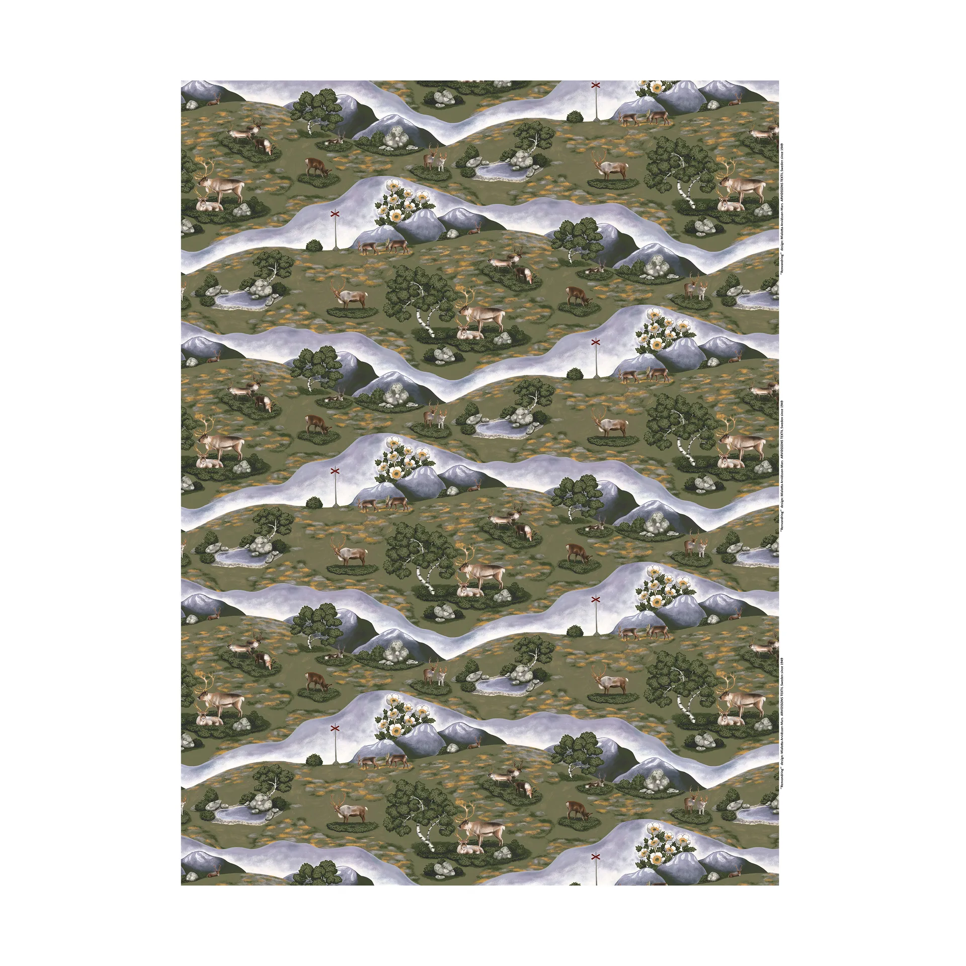 Reinsdyrvandring voksduk, Mørkegrønn Arvidssons Textil