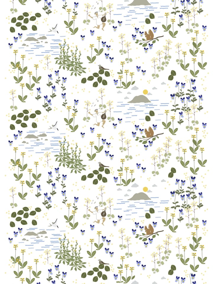 Rönnerdahl stoff - Off-white-grønn - Arvidssons Textil