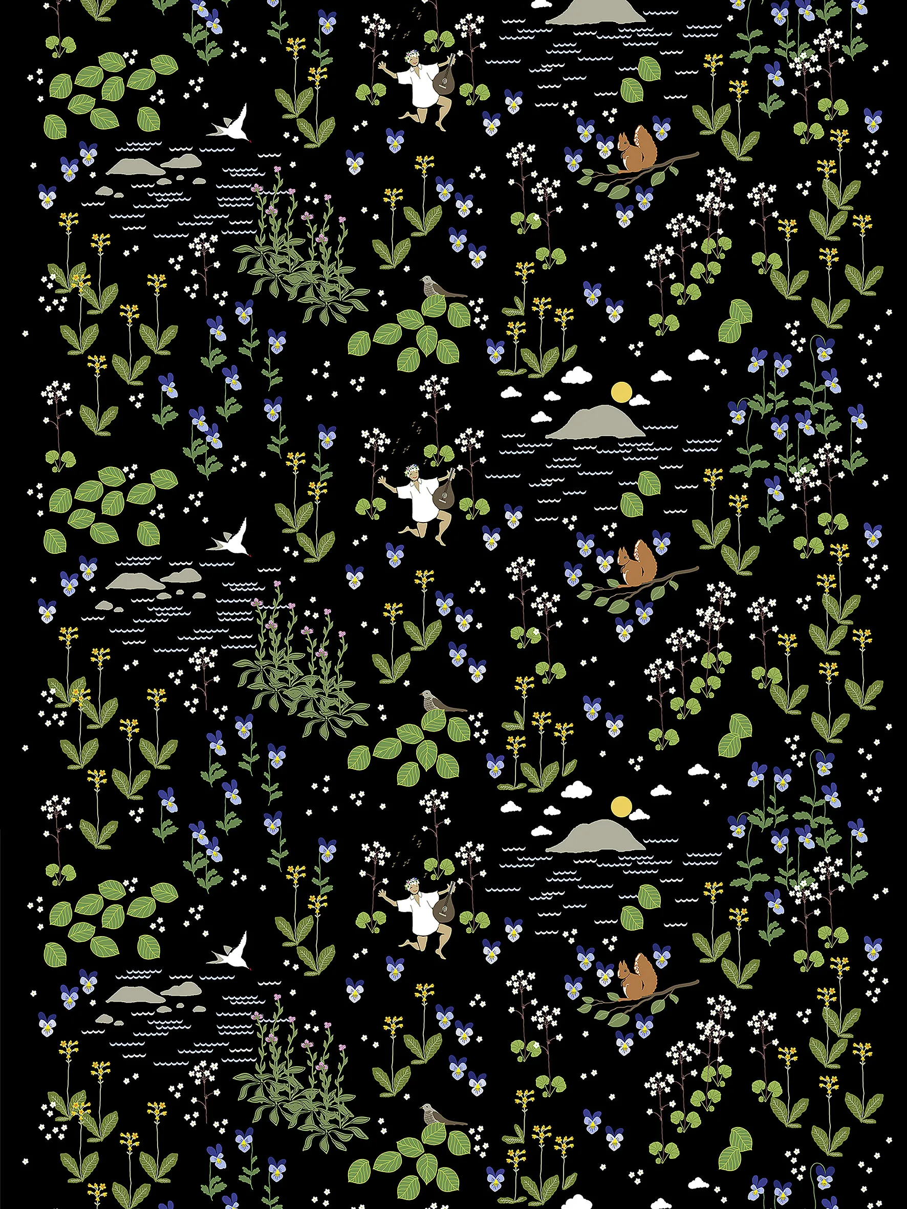 Rönnerdahl stoff, Svart-grønn Arvidssons Textil