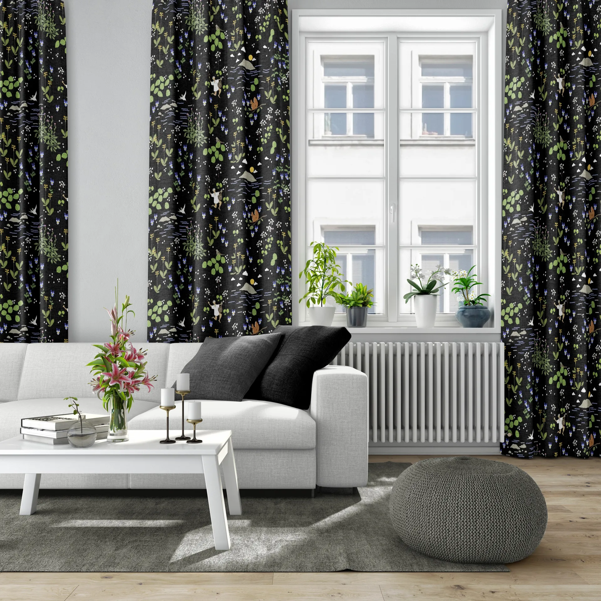 Rönnerdahl stoff, Svart-grønn Arvidssons Textil