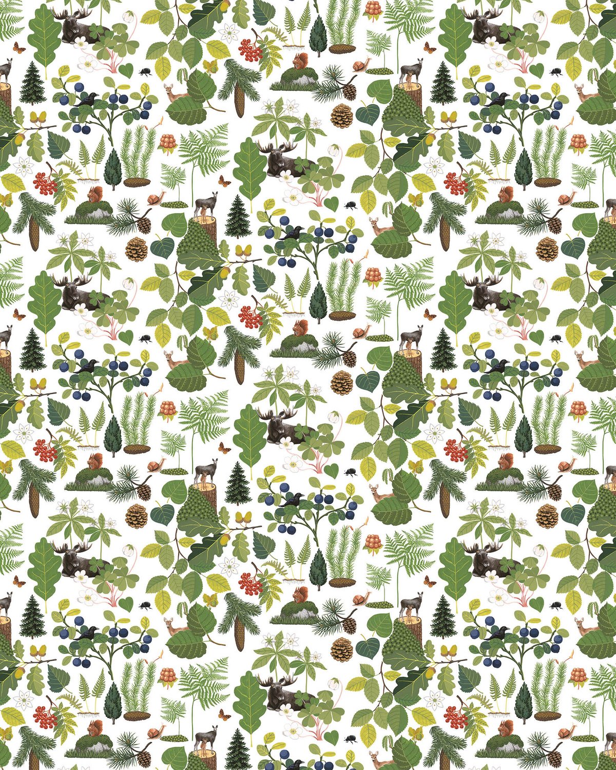 Bilde av Arvidssons Textil Skogsliv tekstil Grønn