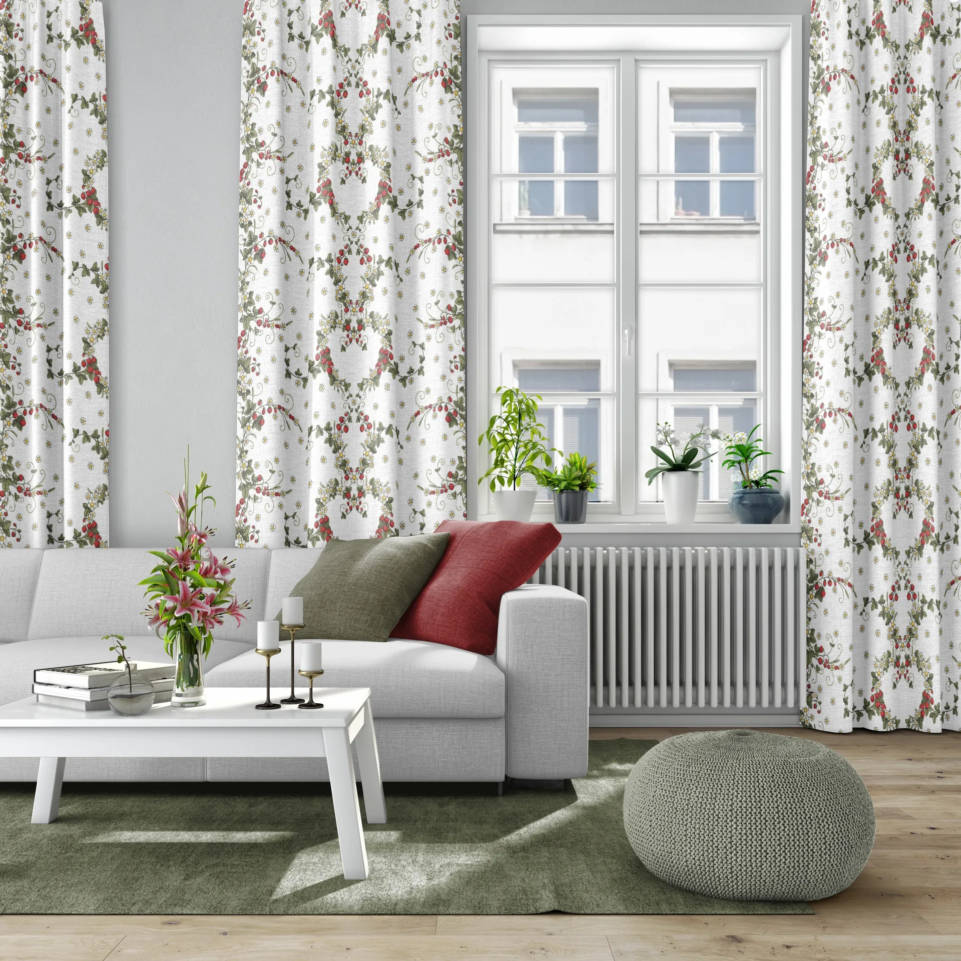 Smultronstället stoff, Off-white Arvidssons Textil