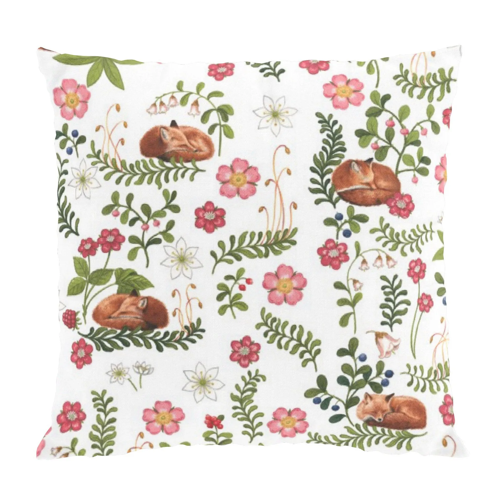 Sova räv putetrekk 47 x 47 cm, Grønn-rosa Arvidssons Textil