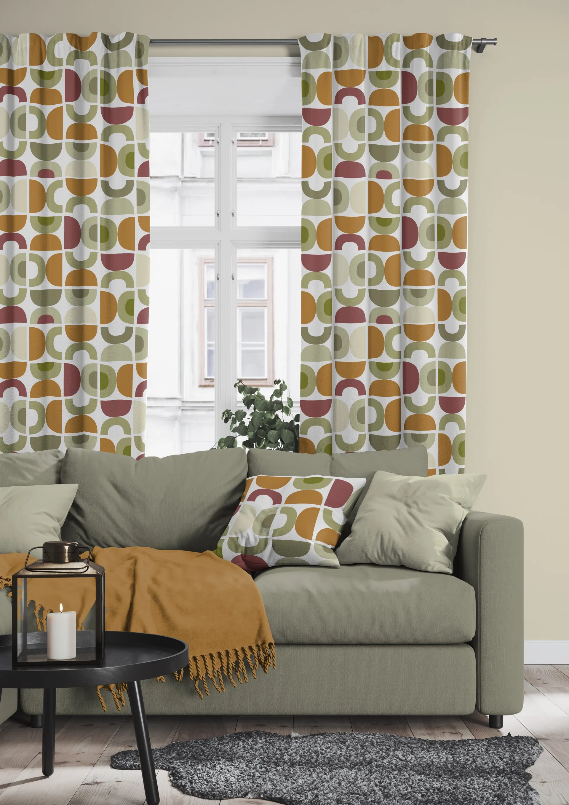 Spiraldans stoff, Beige Arvidssons Textil