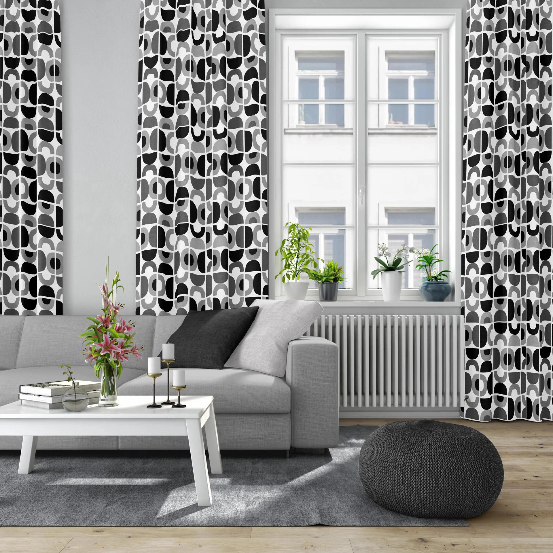 Spiraldans stoff, Grå Arvidssons Textil