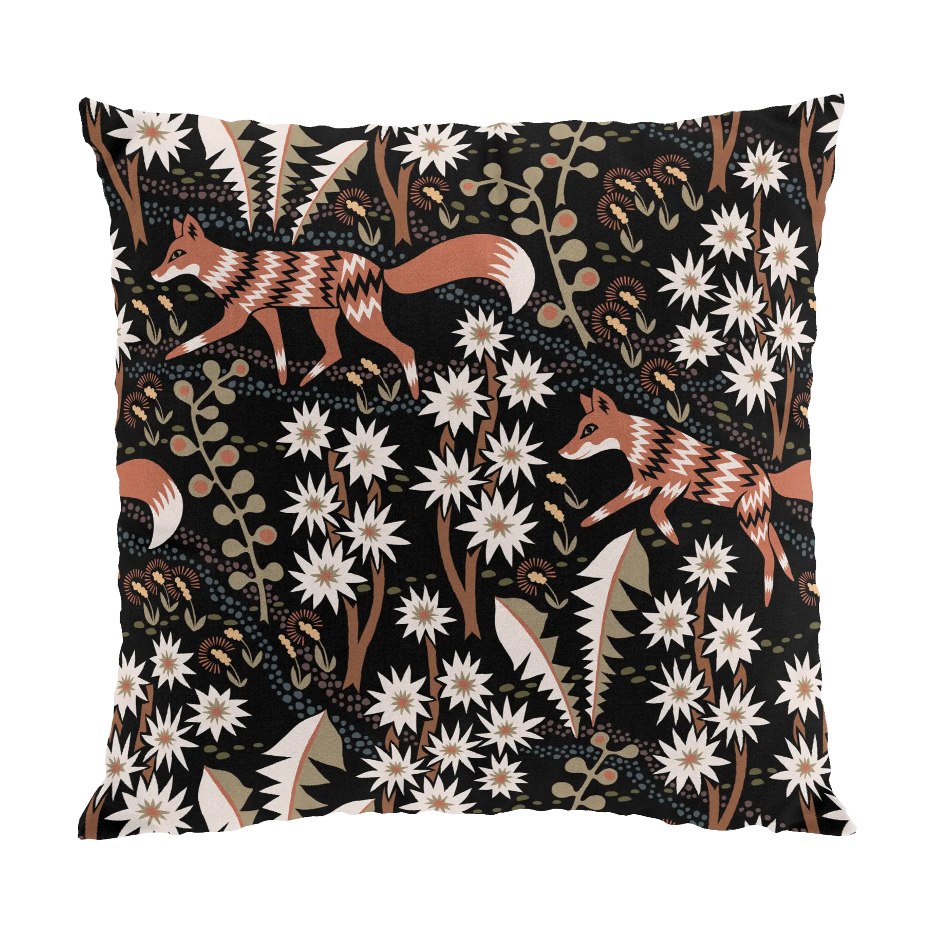 Stjärnspeja putetrekk 47 x 47 cm, Sort-rust Arvidssons Textil