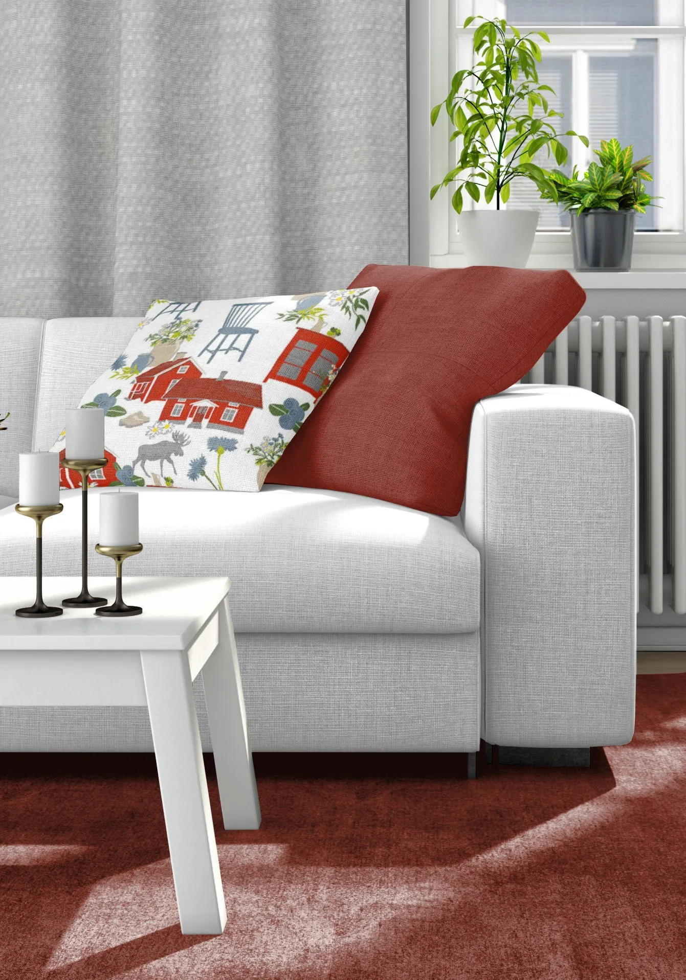 Strövtåg putetrekk 47 x 47 cm, Rød Arvidssons Textil