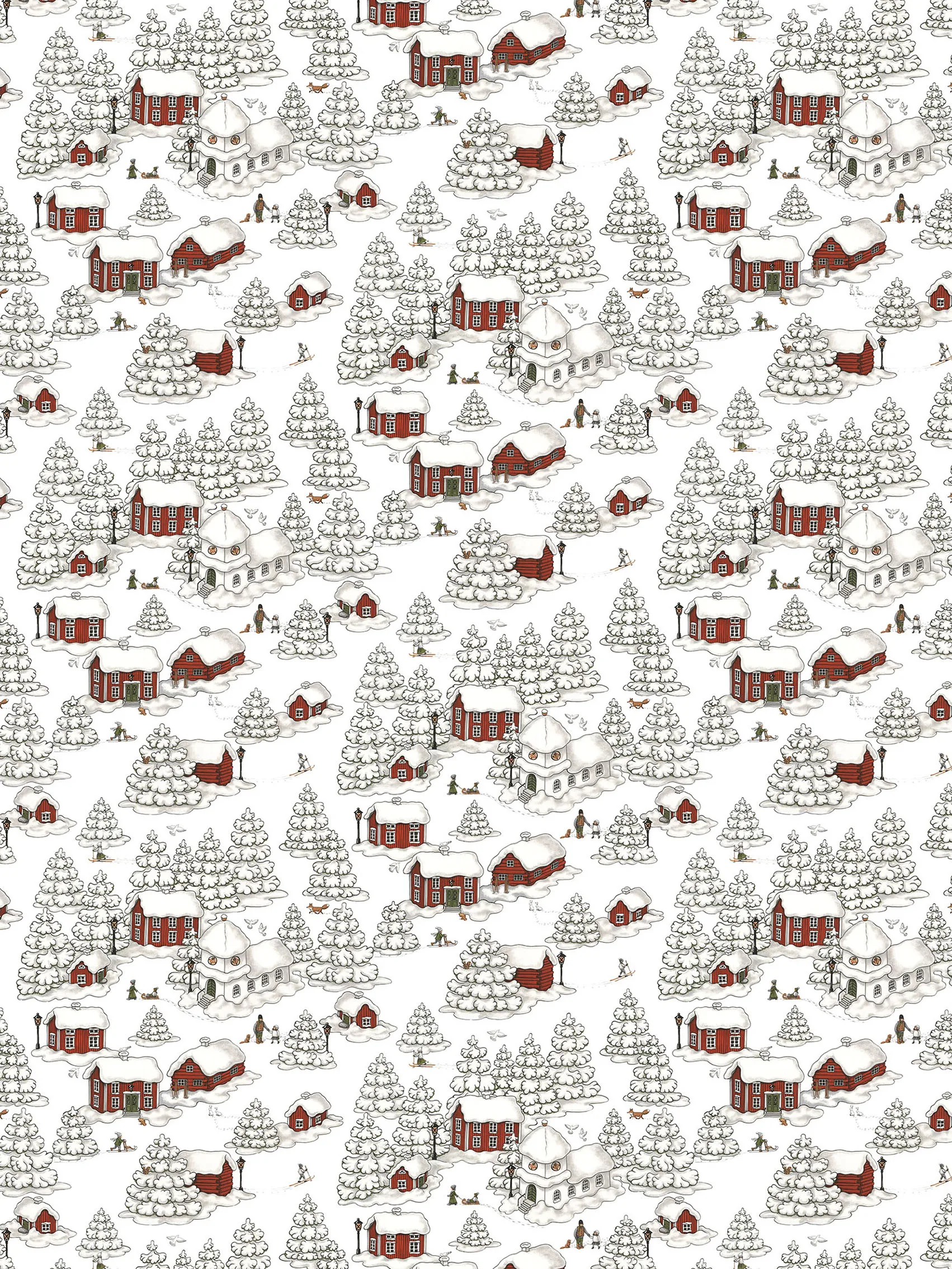 Timmerbyn tekstil, Offwhite-grå-rød Arvidssons Textil