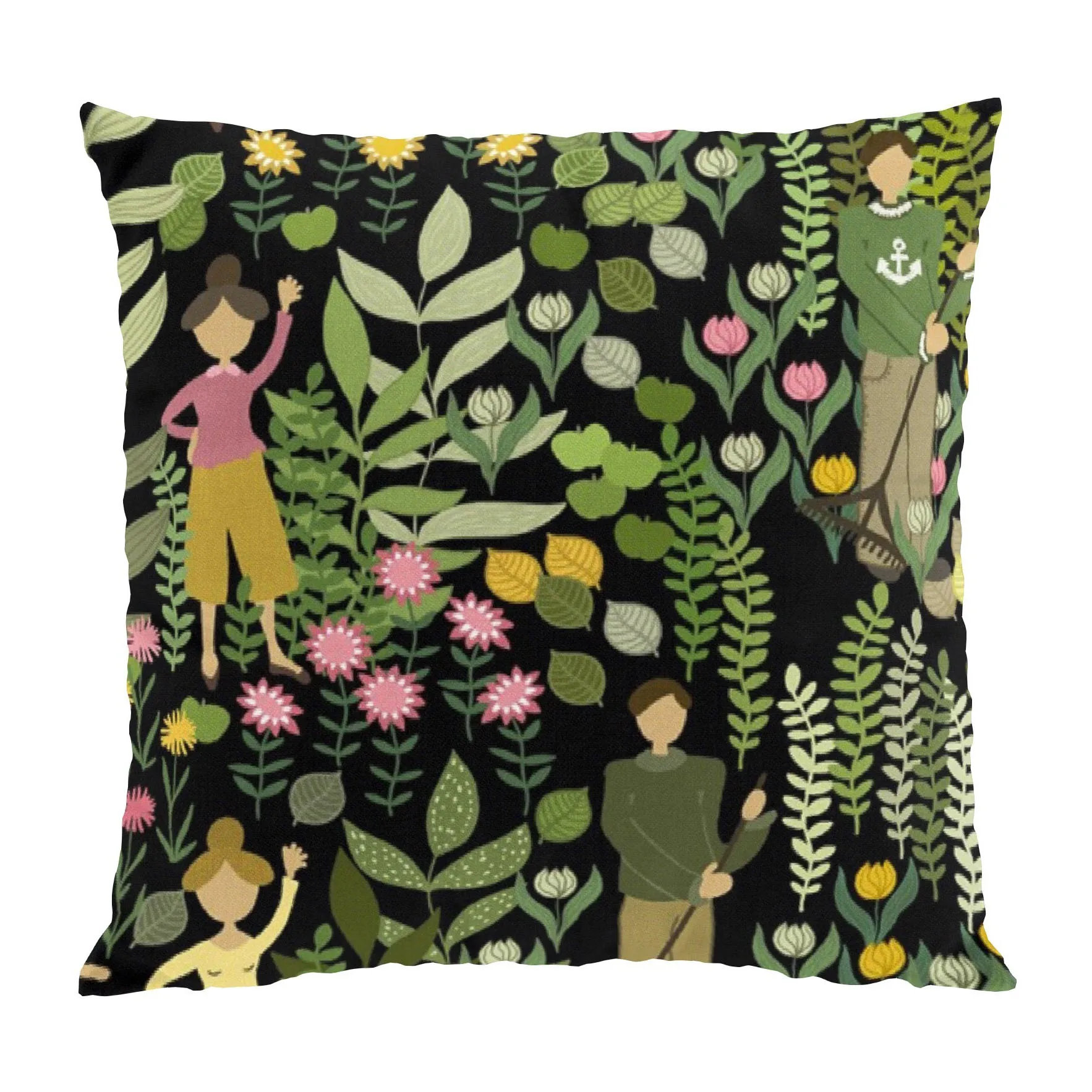 Trädgård putetrekk 47x47 cm, Svart-grønn Arvidssons Textil