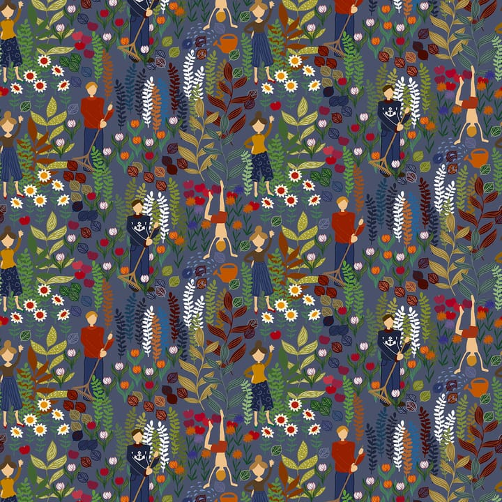 Trädgård stoff - Blå - Arvidssons Textil