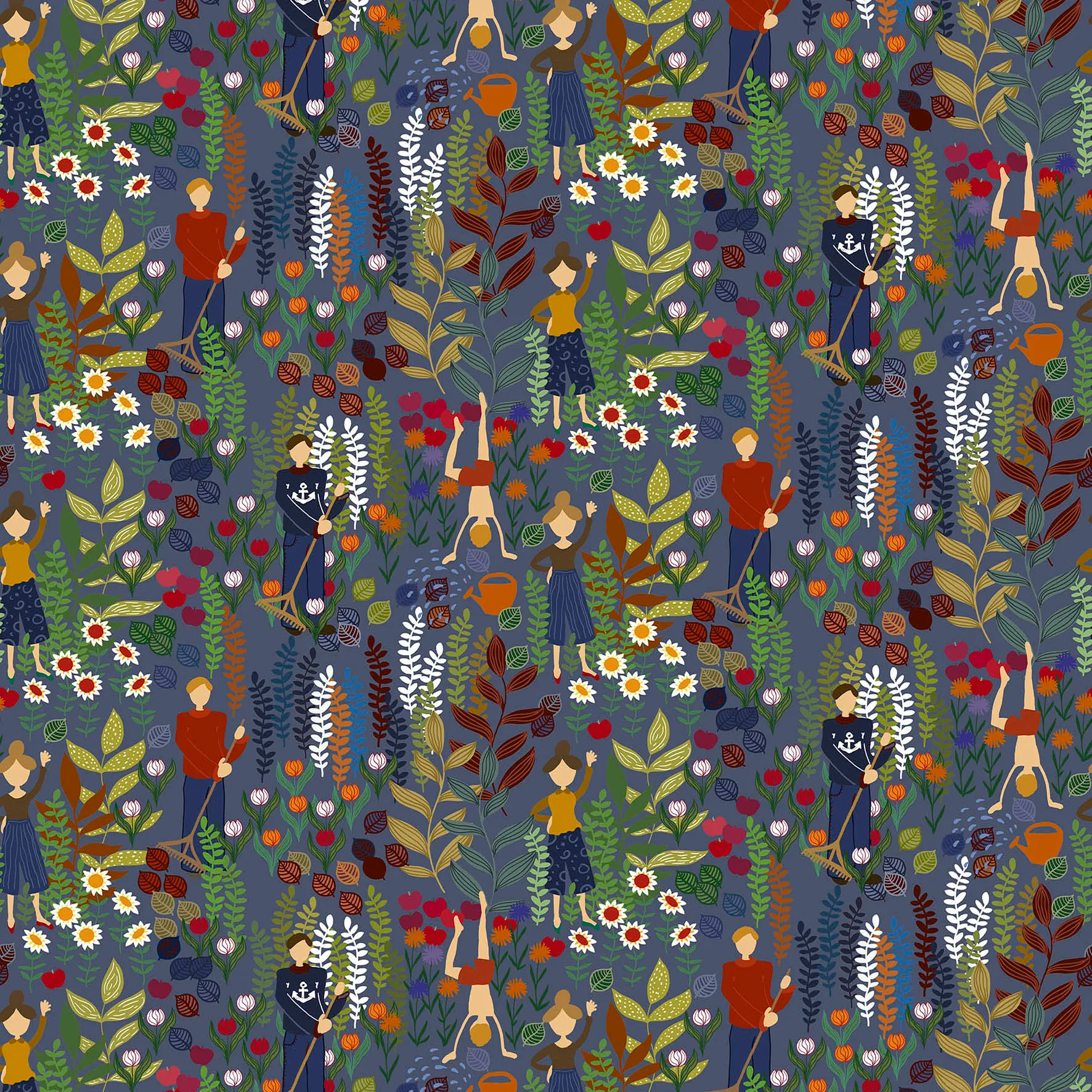 Trädgård stoff, Blå Arvidssons Textil