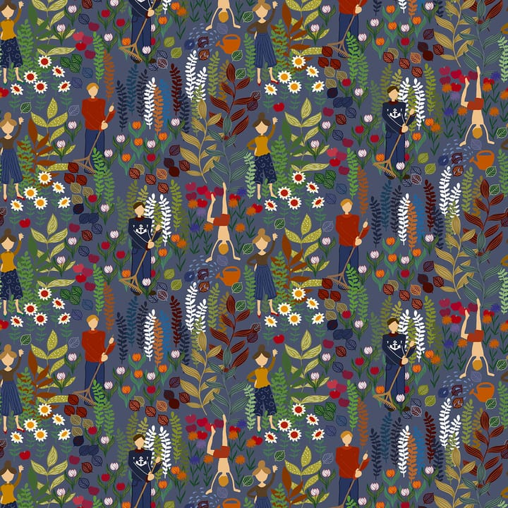 Trädgård stoff - Blå - Arvidssons Textil