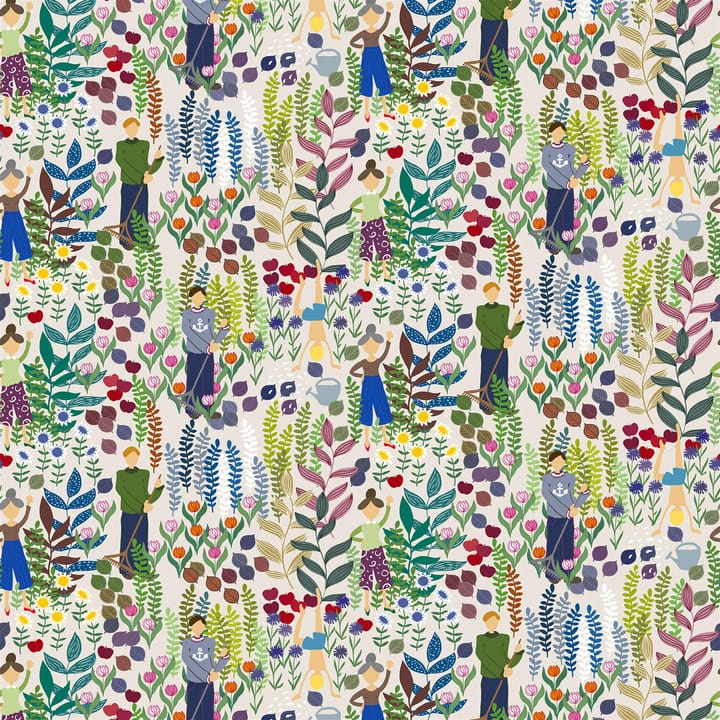 Trädgård stoff - hvit - Arvidssons Textil