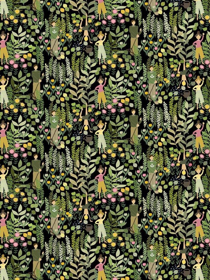 Trädgård stoff - Svart-grønn - Arvidssons Textil