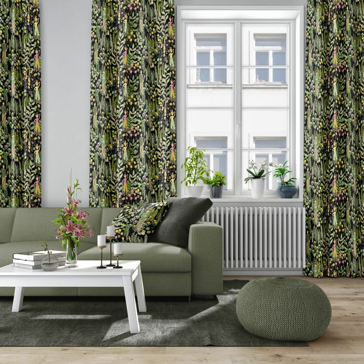 Trädgård stoff - Svart-grønn - Arvidssons Textil