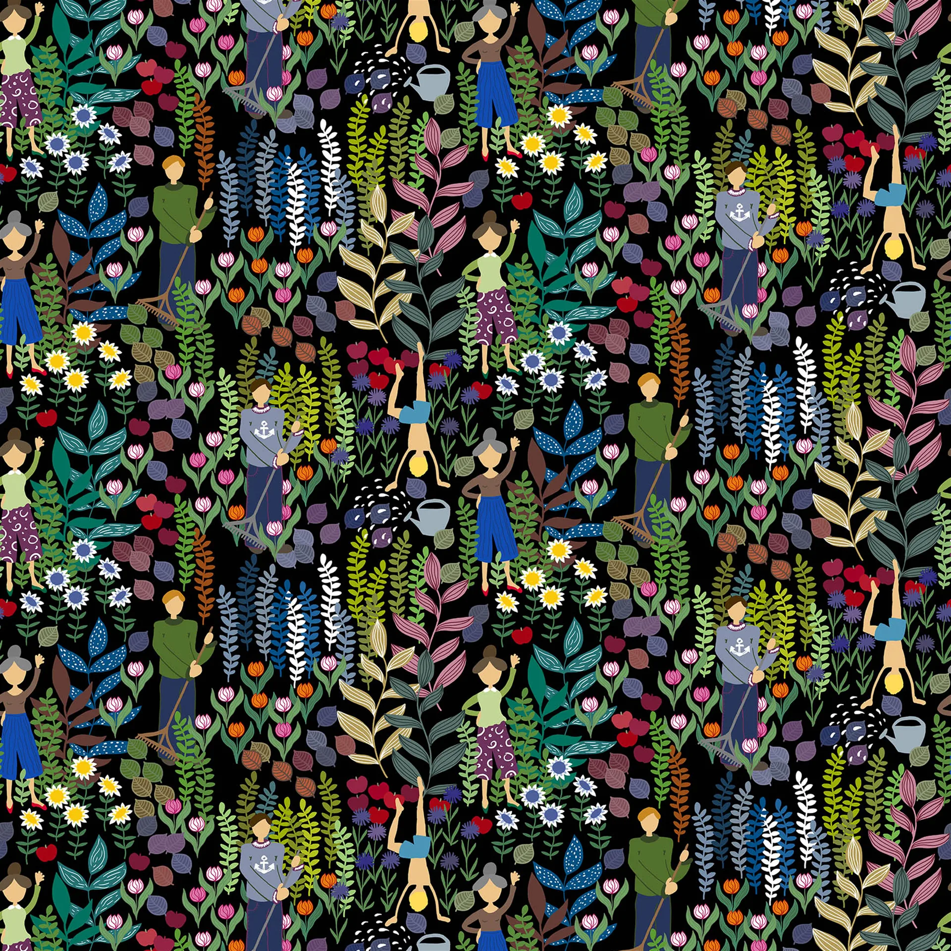 Trädgård stoff, svart Arvidssons Textil