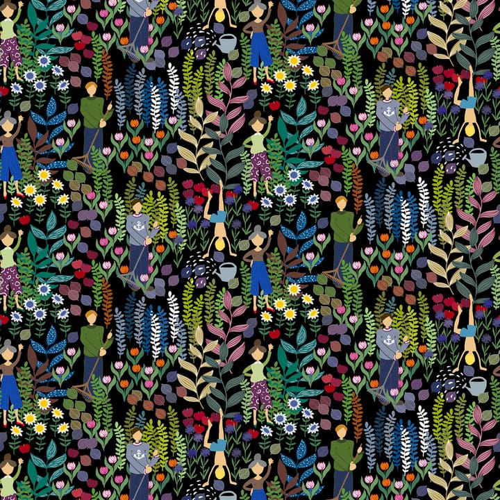 Trädgård stoff - svart - Arvidssons Textil