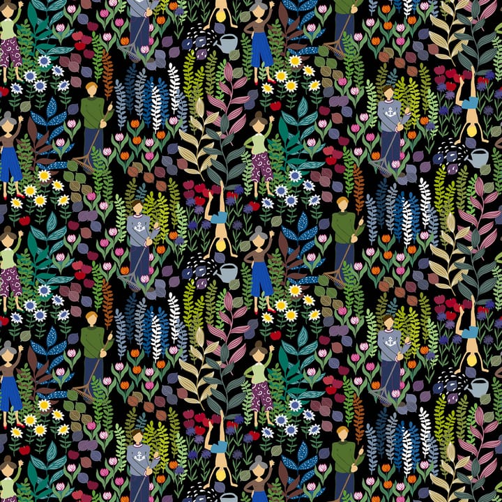 Trädgård stoff - svart - Arvidssons Textil