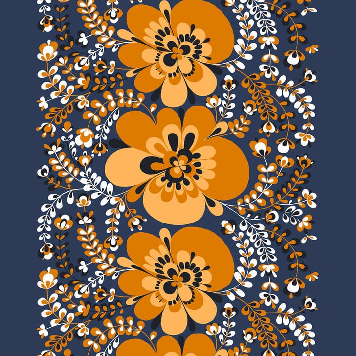 Viveika stoff - Orange-blå - Arvidssons Textil