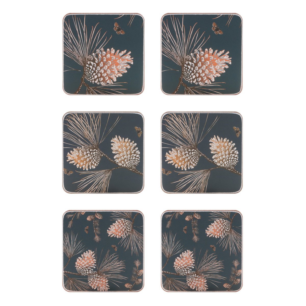 Åry Home Pine Cone glassunderlag 6-pakn. Thunder | Skandinavisk Design | Glassbrikker | Blå