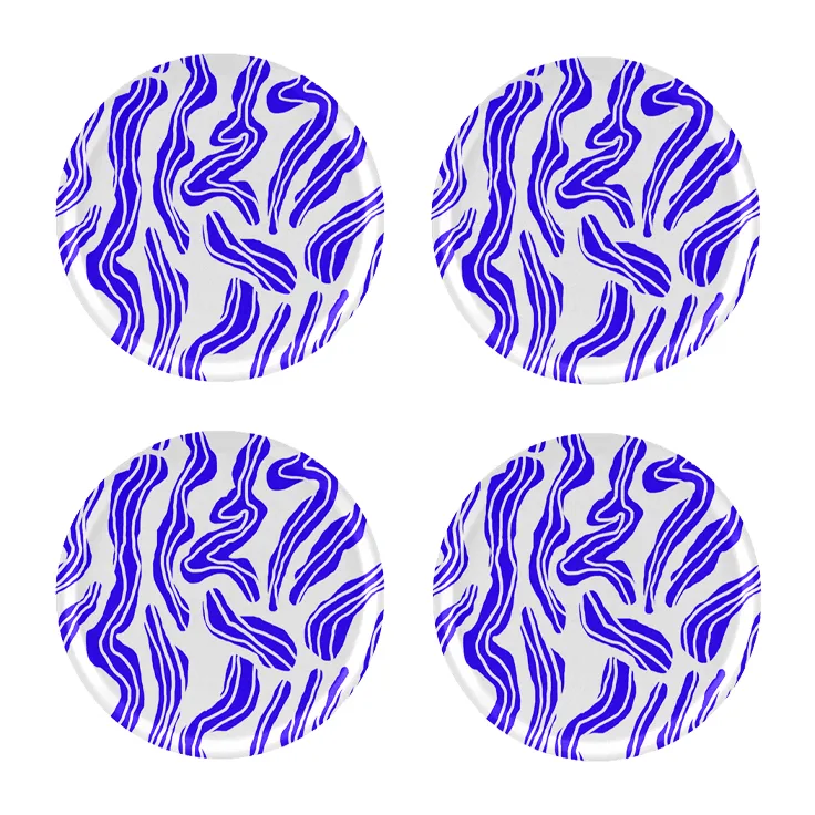 Sudd glassbrikke Ø 11 cm 4-pakning, Blue-white Åry Home