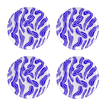 Sudd glassbrikke Ø 11 cm 4-pakning - Blue-white - Åry Home