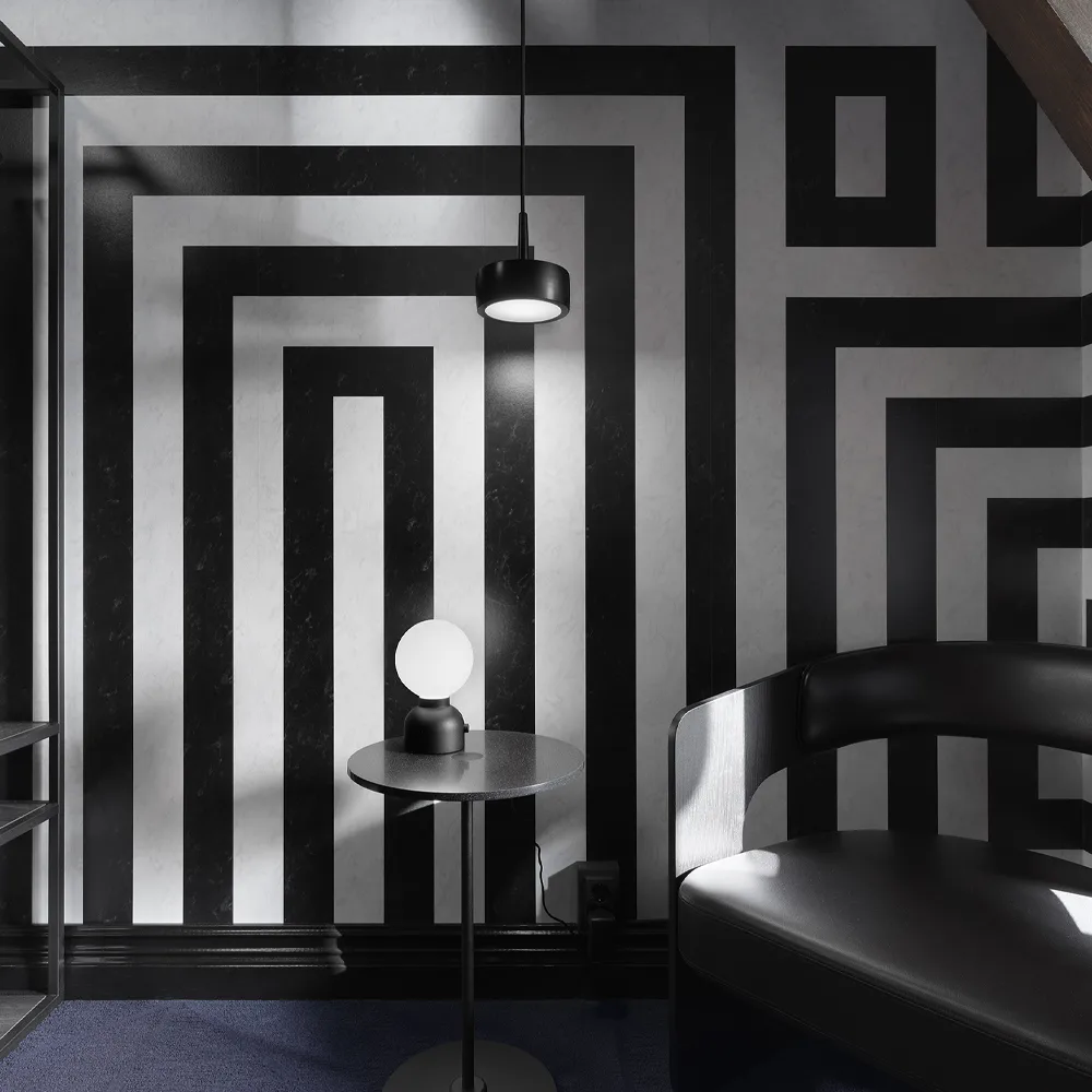 Riff Puck takpendel, Sort, large, LED Ateljé Lyktan